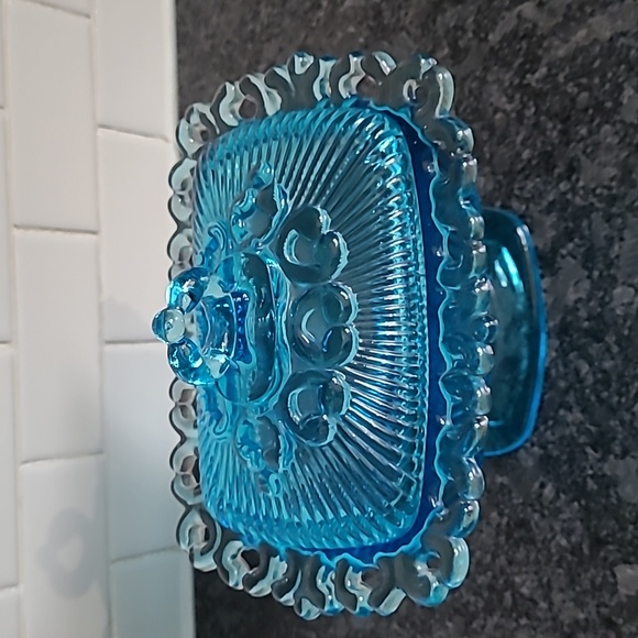 Indiana Blue Glass Covered Pedestal Dish - Picture 2 of 16